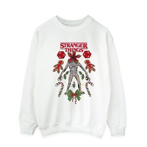 Netflix Mens Stranger Things Christmas Demogorgon Sweatshirt / White